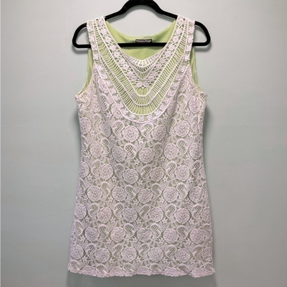 MADISON PAIGE- Lime Green Midi Lace Overlay- XL